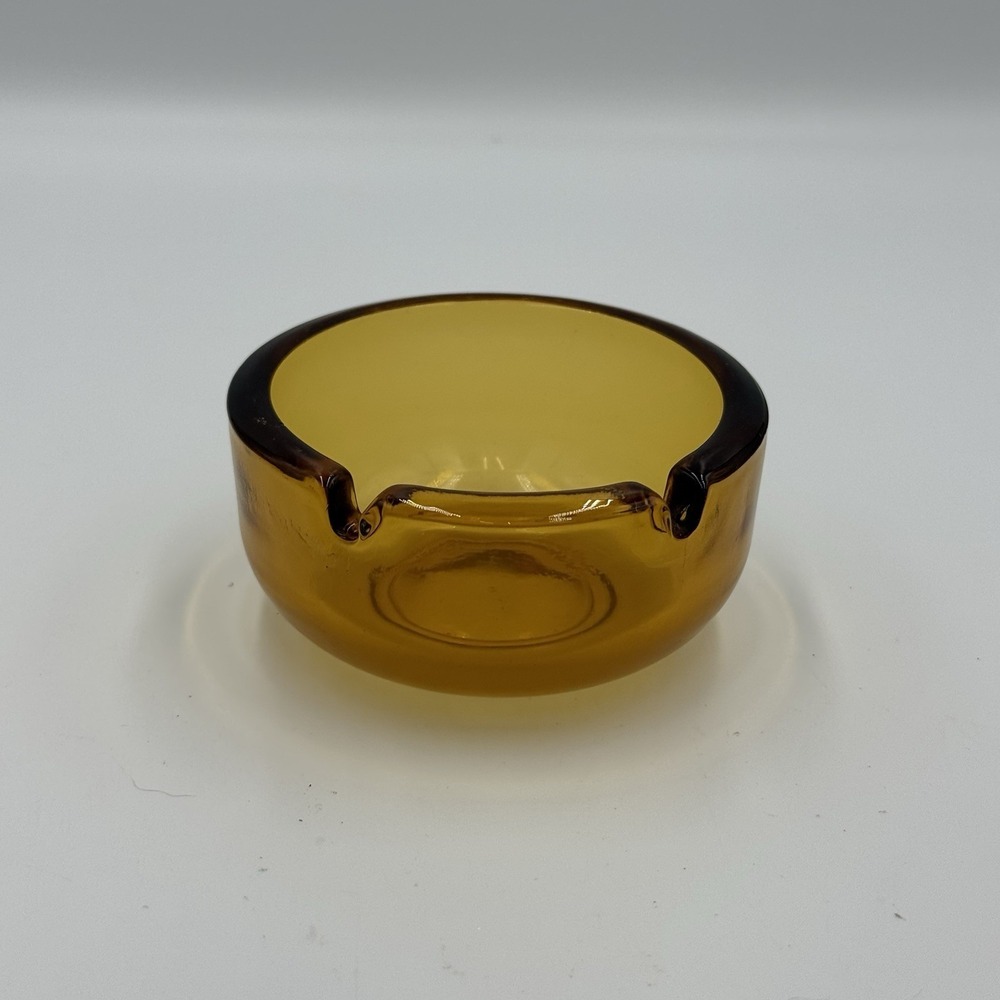 Vintage MCM Amber Hazel Atlas Two Port Cigarette/Cigar‎ Ashtray